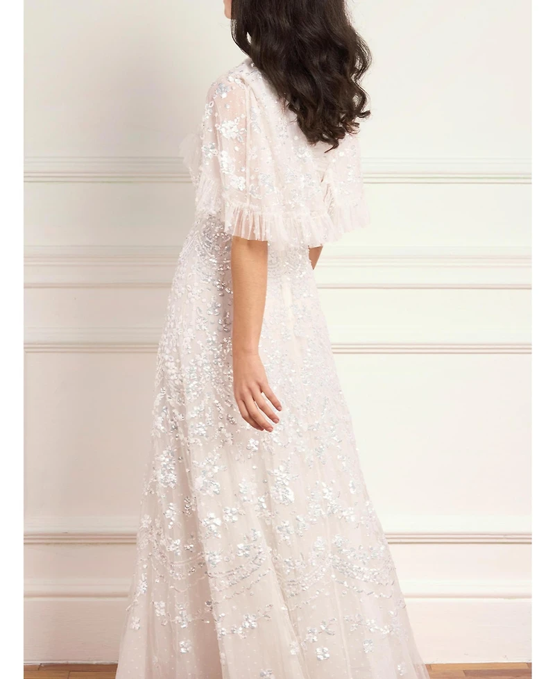 Needle & Thread Women's Freya Cape Ankle Gown Sequin-Embellished Dress
