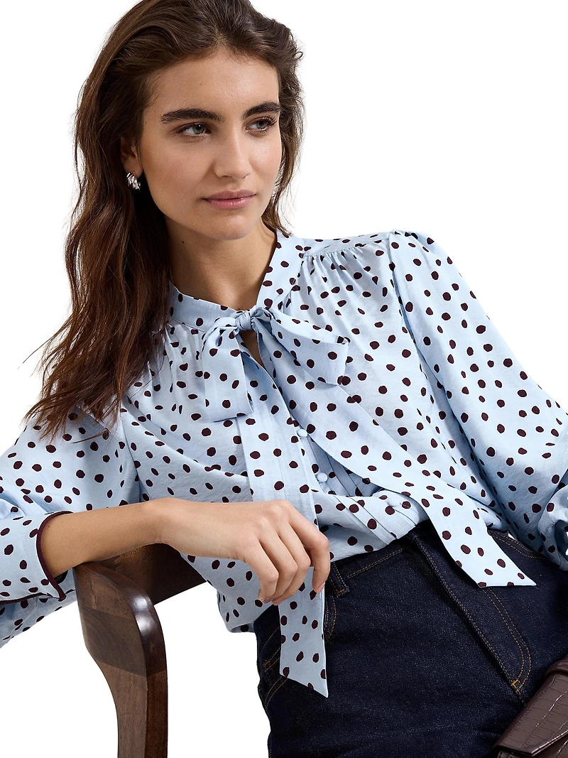 Phase Eight Women's Tie Neck Polka Dot Blouse