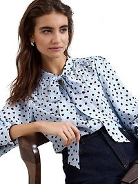 Phase Eight Women's Tie Neck Polka Dot Blouse