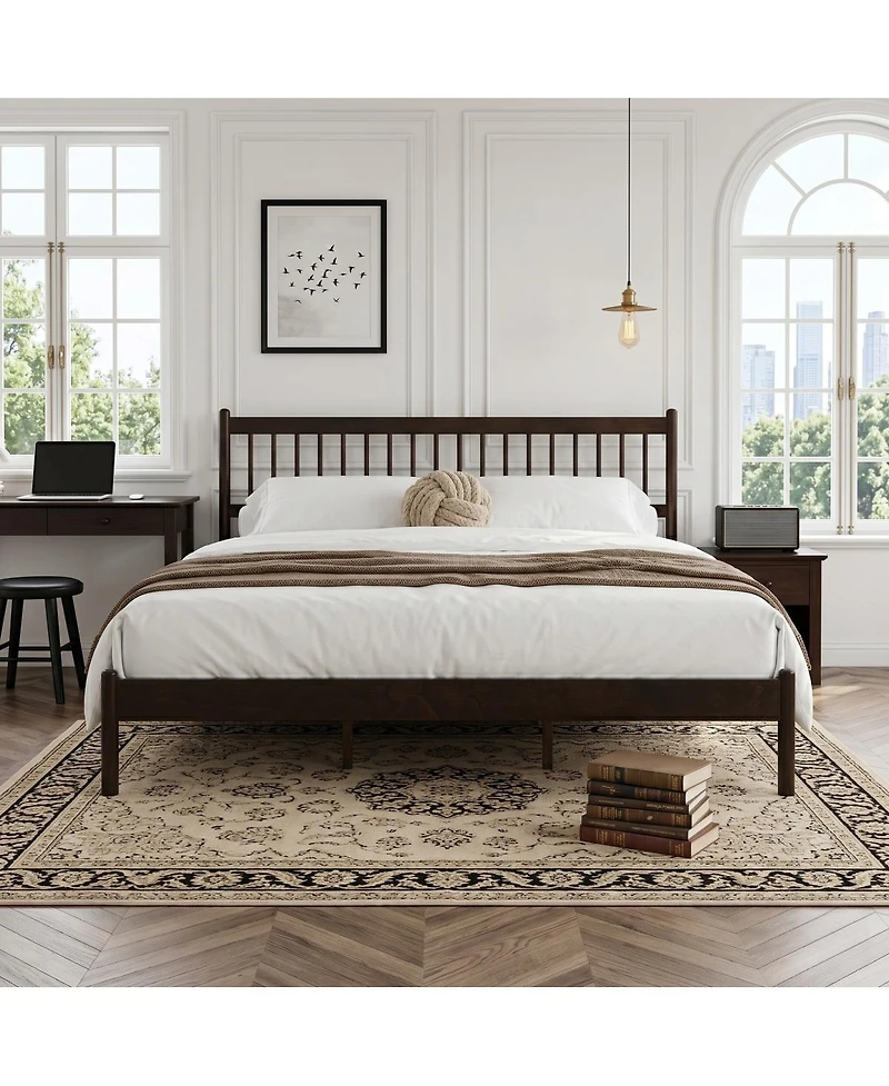 Streamdale Furniture Traditional Style King Size Pinewood Bed with Headboard and Footboard