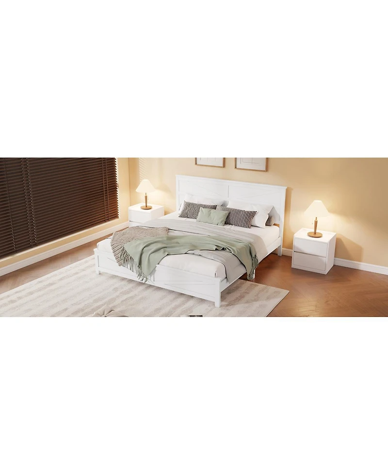 Streamdale Furniture Farmhouse King Bed with Barn Door Headboard and Footboard