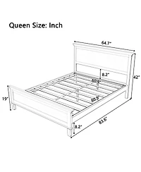 Streamdale Furniture Mid-Century Modern Queen Platform Bed with Headboard