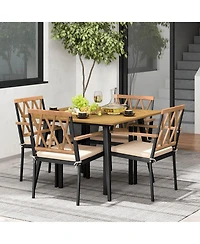 Gymax 5 Pieces Patio Dining Set Outdoor Dining Table and Chairs with Cushions