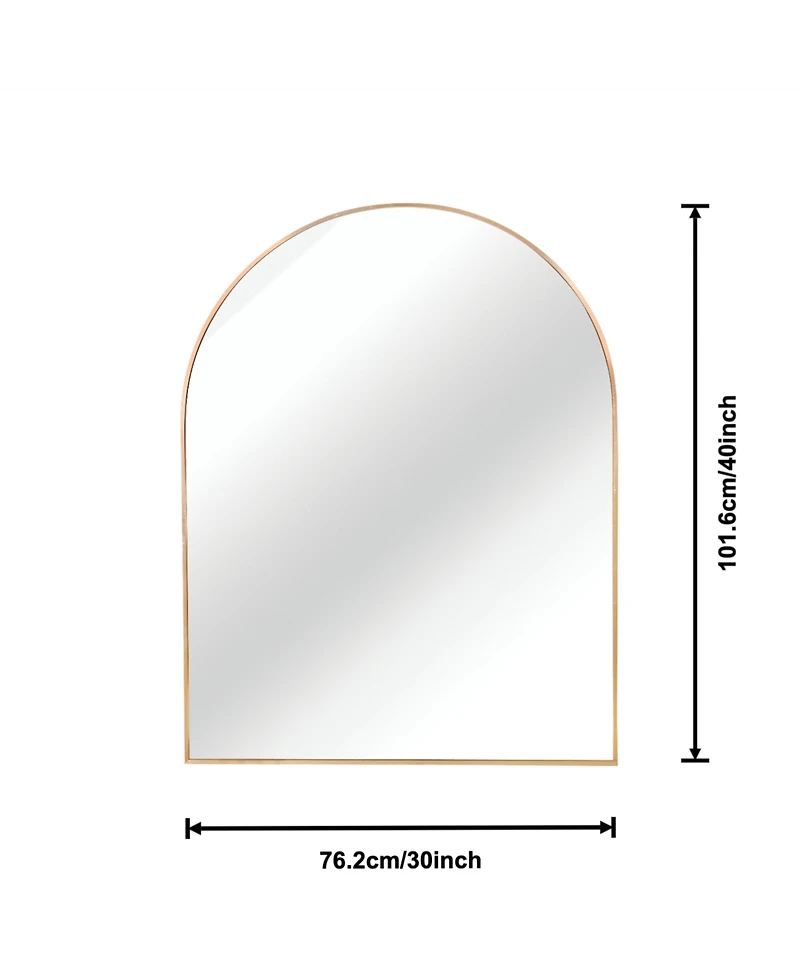 Busdays 30 x 40 Inch Metal Framed Arched Bathroom Mirror for Wall