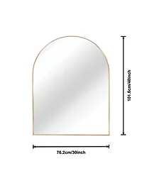 Busdays 30 x 40 Inch Metal Framed Arched Bathroom Mirror for Wall