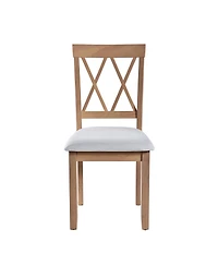 Streamdale Furniture Set of 2 Upholstered Dining Chairs with Solid Wood Legs