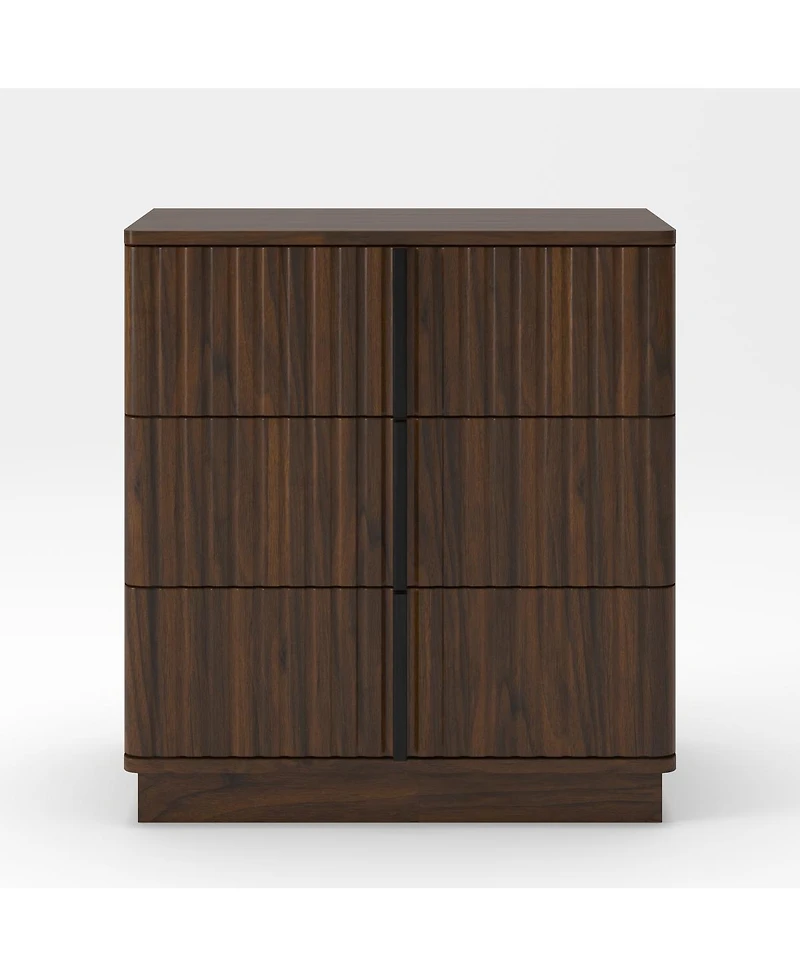 Streamdale Furniture Vintage 3-Drawer Vertical Stripe Nightstand