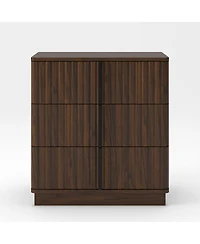 Streamdale Furniture Vintage 3-Drawer Vertical Stripe Nightstand