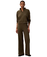 Calvin Klein Performance Women's Pull-On Waffle-Knit Relaxed-Fit Straight-Leg Pants