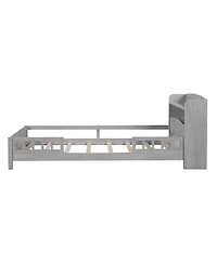 Sailvan Wood Platform Bed Frame with Led Light Storage Headboard Antique