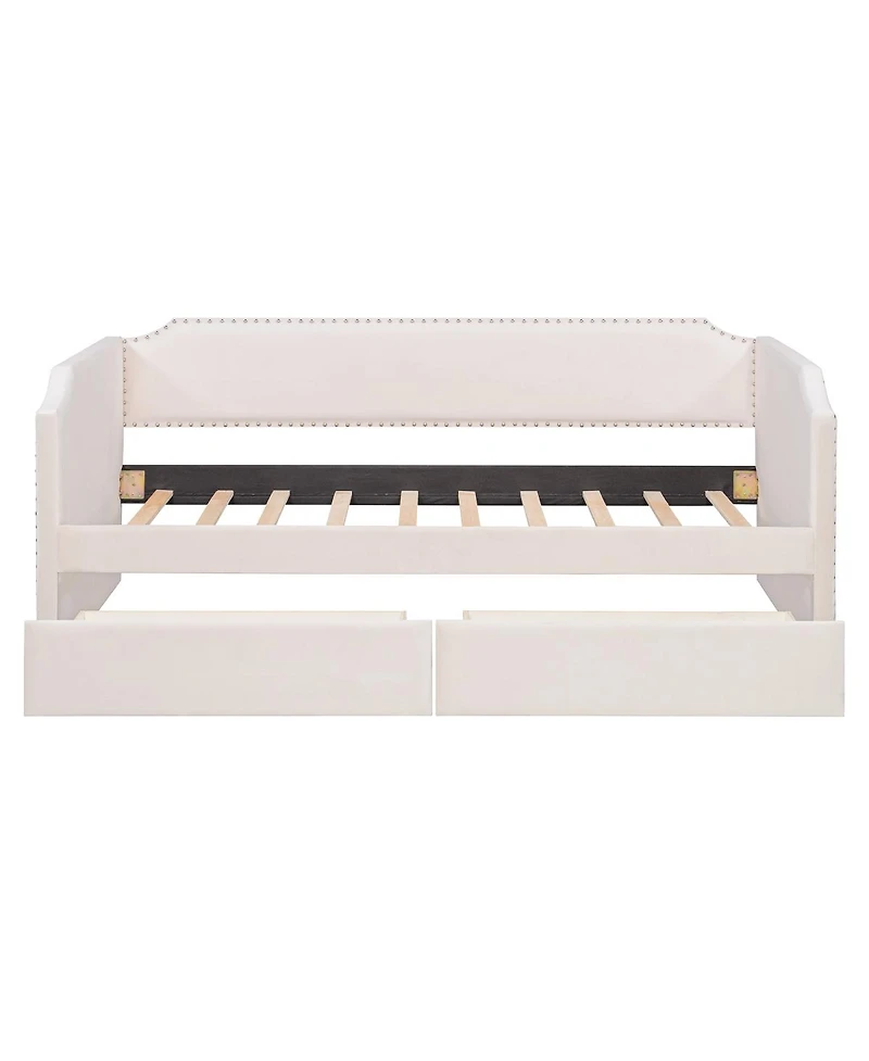 Streamdale Furniture Velvet Upholstered Daybed with 2 Drawers