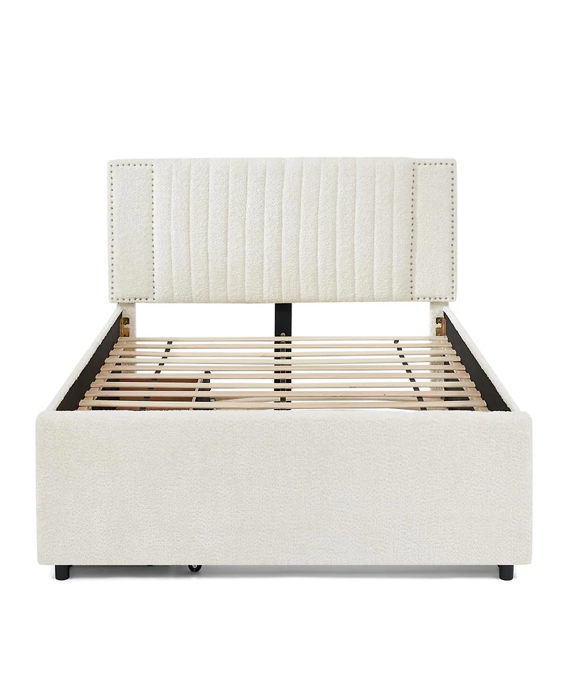 Streamdale Furniture Chenille Vertical Channel Tufted Storage Bed with Trundle