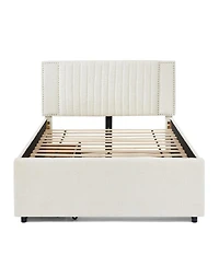Streamdale Furniture Chenille Vertical Channel Tufted Storage Bed with Trundle