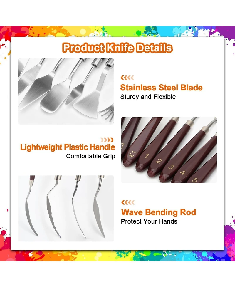 Xdovet Spatula Set Stainless Steel Palette Scrapers Oil Canvas Watercolor