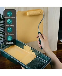 Xdovet Paint Roller Kit Mini Frame Tray Liners Fiber Covers Wall Cabinet Furniture