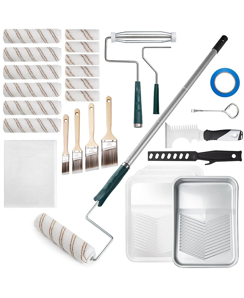 Xdovet Paint Roller Kit Extension Pole Tray Brushes Supplies