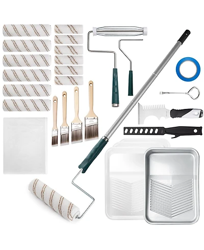 Xdovet Paint Roller Kit Extension Pole Tray Brushes Supplies