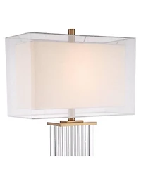 Vienna Full Spectrum Darcia Modern Table Lamp with Clear Acrylic Riser 29" Tall Crystal Sheer Outer Linen Inner Shade for Bedroom House Home