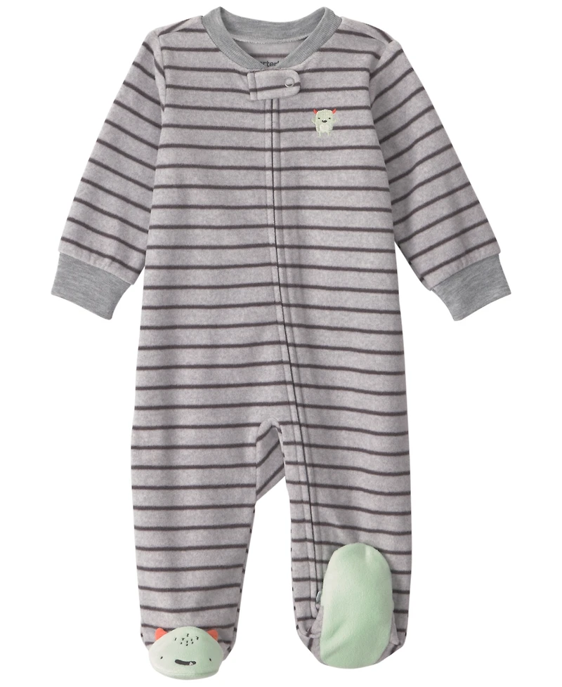 Carter's Baby Boys' Monster Striped Fleece 2-Way Zip Sleep & Play