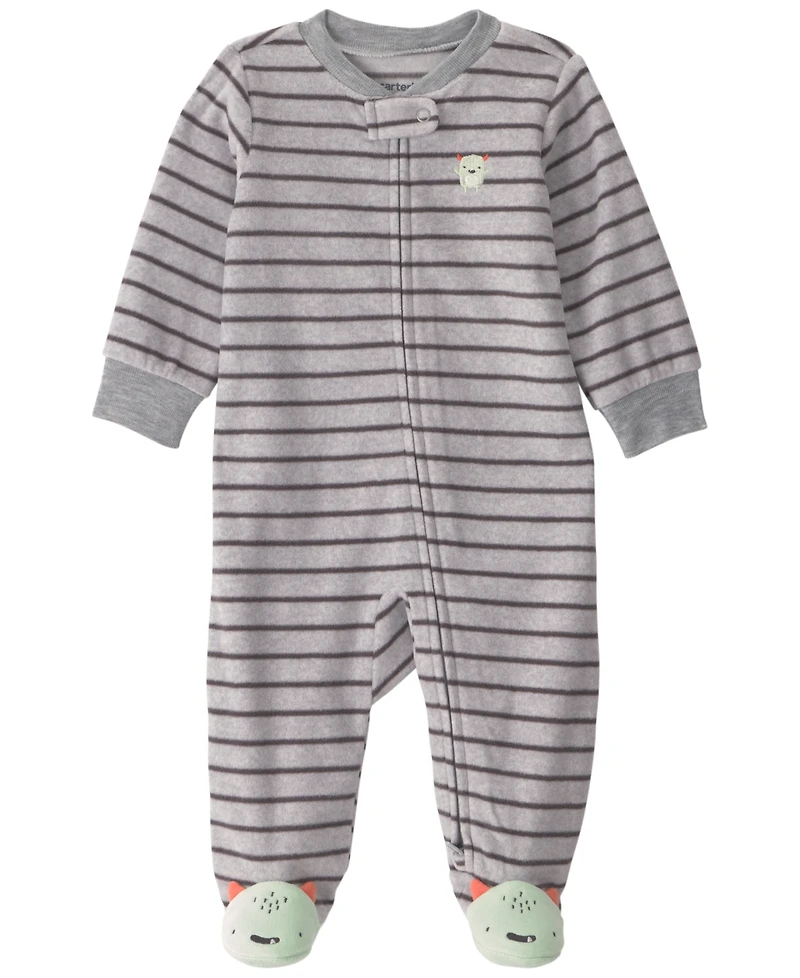 Carter's Baby Boys' Monster Striped Fleece 2-Way Zip Sleep & Play