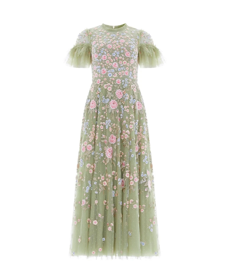 Needle & Thread Women's Antoinettes Floral Round Neck Midi Gown