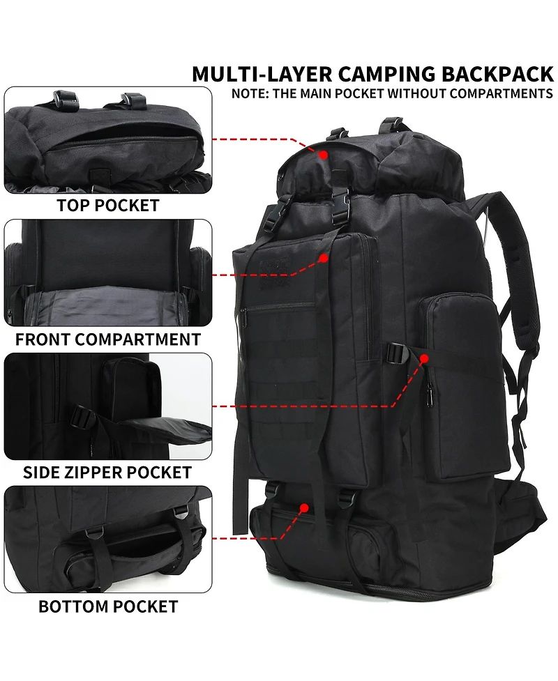 Piscifun 70L Camping Hiking Backpack Molle Tactical Outdoor Rucksack