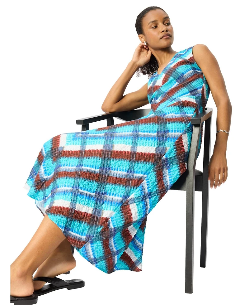 Whistles Women's Checked V-Neck Textured Dress