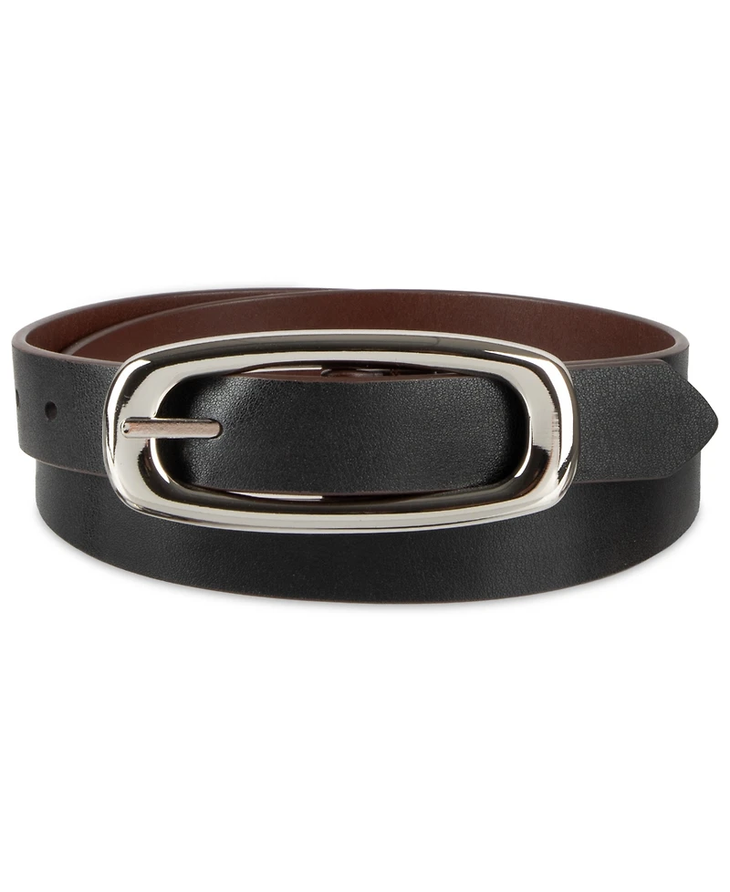Calvin Klein Skinny Oval Shaped Center Bar Buckle Reversible Dress Belt