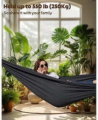 Piscifun Portable Anti Rollover Hammock With Tree Straps 550lb Capacity Indoor Outdoor Camping Travel