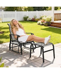 Outsunny Outdoor Glider with Ottoman, High Back Patio Glider Set