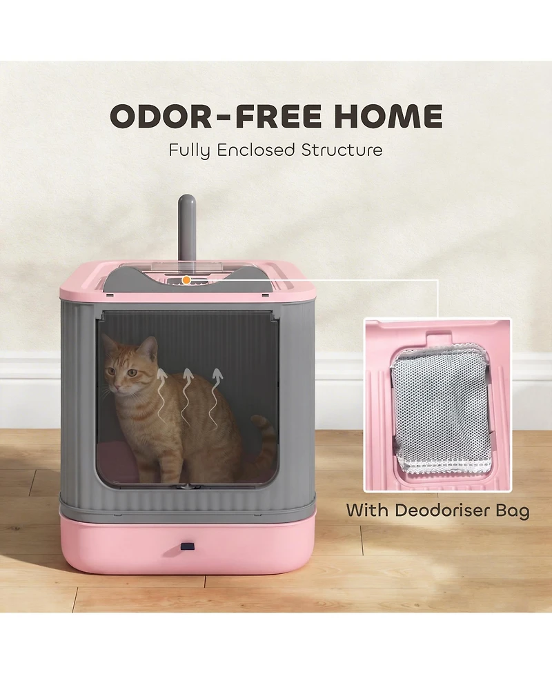 Ruie Enclosed Cat Litter Box with Front Entry Top Exit Scoop and Deodorizer Bag