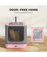Ruie Enclosed Cat Litter Box with Front Entry Top Exit Scoop and Deodorizer Bag