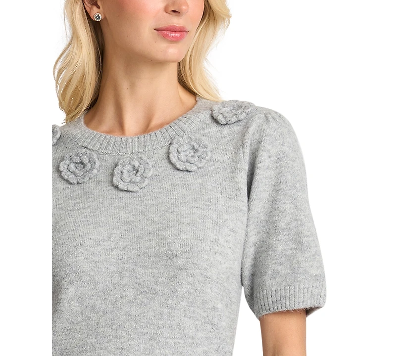 CeCe Women's Short-Sleeve Crewneck Sweater
