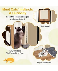Hongge Metal-Frame Modern Cat Tree with Enclosed Cat House, 52 Inch