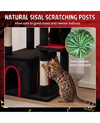 Hongge Gothic 63 Inch Cat Tree with Elevated Top Cave for Large Cats