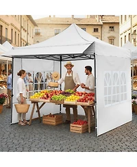 Sugift Pop Up Canopy Tent with Removable Sidewalls and Detachable Awning