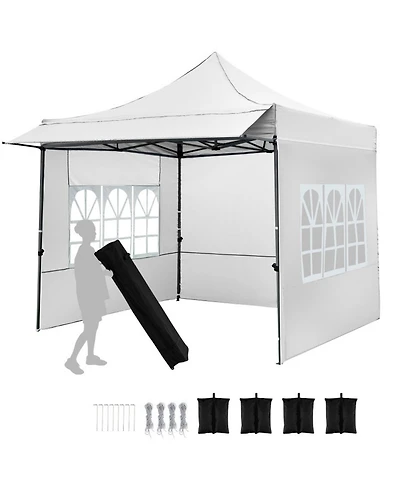 Sugift Pop Up Canopy Tent with Removable Sidewalls and Detachable Awning
