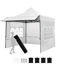 Sugift Pop Up Canopy Tent with Removable Sidewalls and Detachable Awning