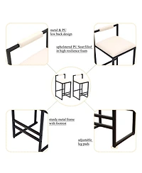 sumyeg Set of 2 Faux Leather Upholstered Bar Stools with Metal Frame, Counter Height Dining Chairs for Kitchen Island