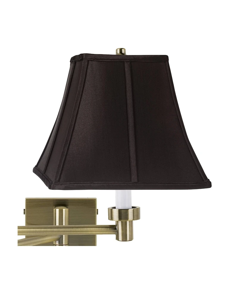Barnes and Ivy Modern Swing Arm Wall Lamp Antique Brass Plug-In Light Fixture Square Shade for Bedroom Living Room Reading