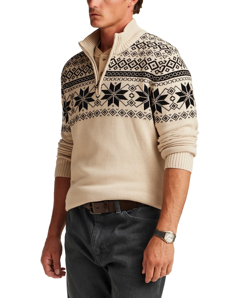 Weatherproof Vintage Men's Snowflake Yoke Quarter-Zip Sweater