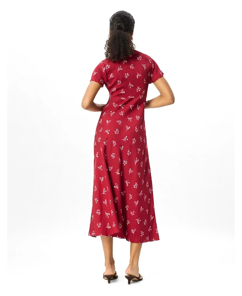 Whistles Women's Floral A-Line V-Neck Midi Dress