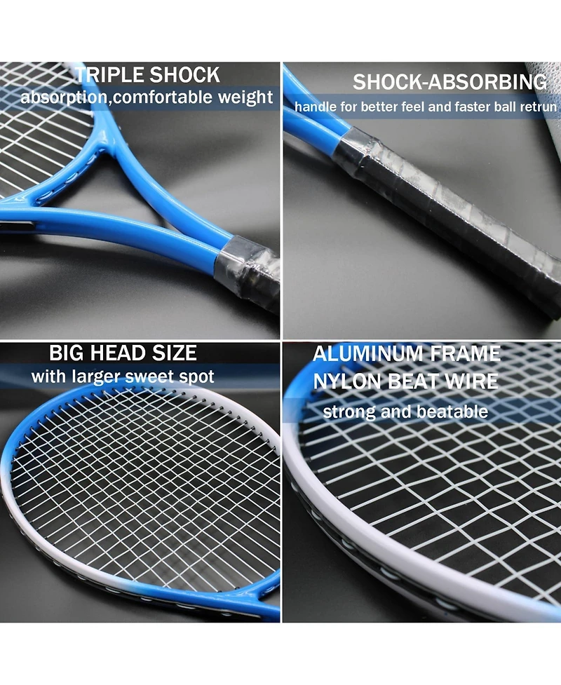 Aofar Tennis Rackets Set 2 Players 4 Balls 3 Overgrips Bag