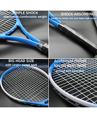 Aofar Tennis Rackets Set 2 Players 4 Balls 3 Overgrips Bag