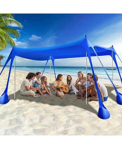 Aofar Beach Tent Sun Shelter Sandbags Stability Poles Camping Fishing 10 X 13 Feet