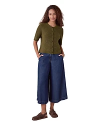Celtic & Co. Women's Alpaca-Blend Ribbed Short-Sleeve Cardigan