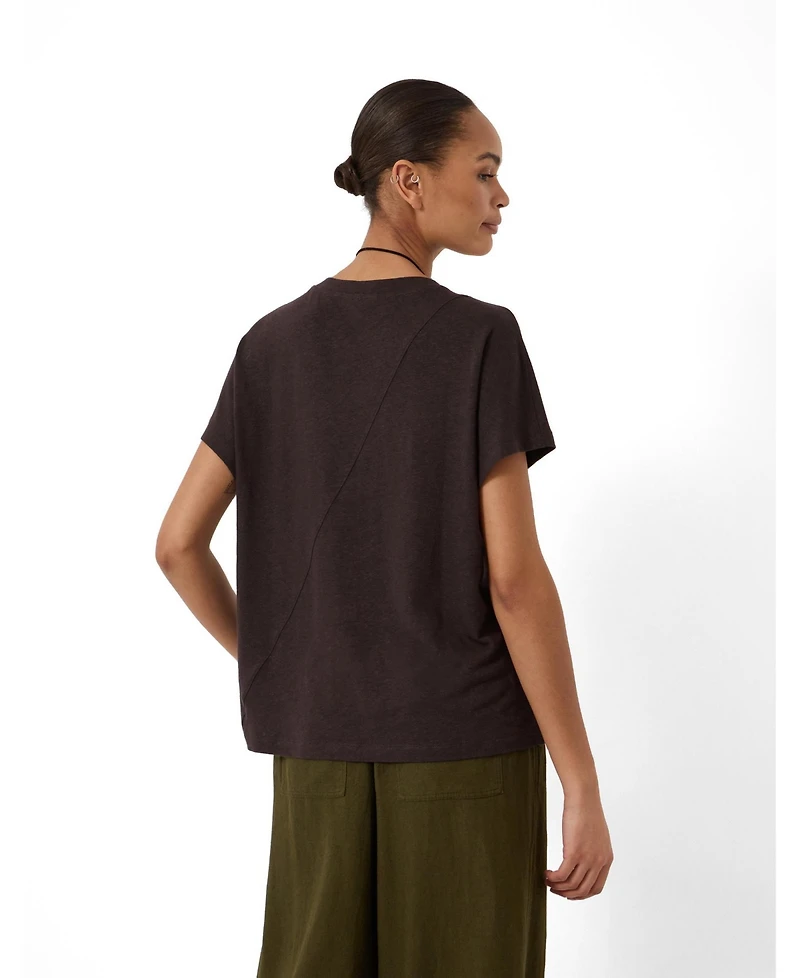 Hush Women's Rosalia Linen-Blend V-Neck Short-Sleeve T-Shirt