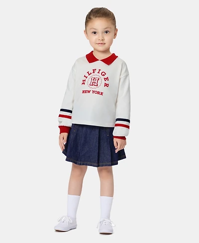 Tommy Hilfiger Girls' 2T-6X Ribbed Collared Top and Skort, 2-Piece Set