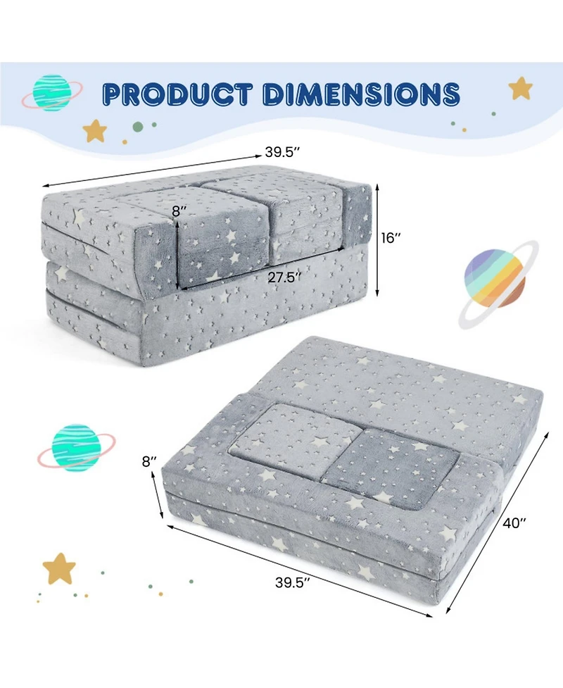 Hongge Modular 2-Seater Flannel Play Couch, Ages 3+