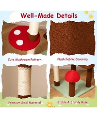 Hongge Mushroom Themed Floor to Ceiling Cat Tree with Height Adjustment
